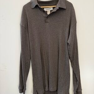 90s Sedgefield Polo Shirt Men XL Long Sleeve Heather Gray Preppy Grunge